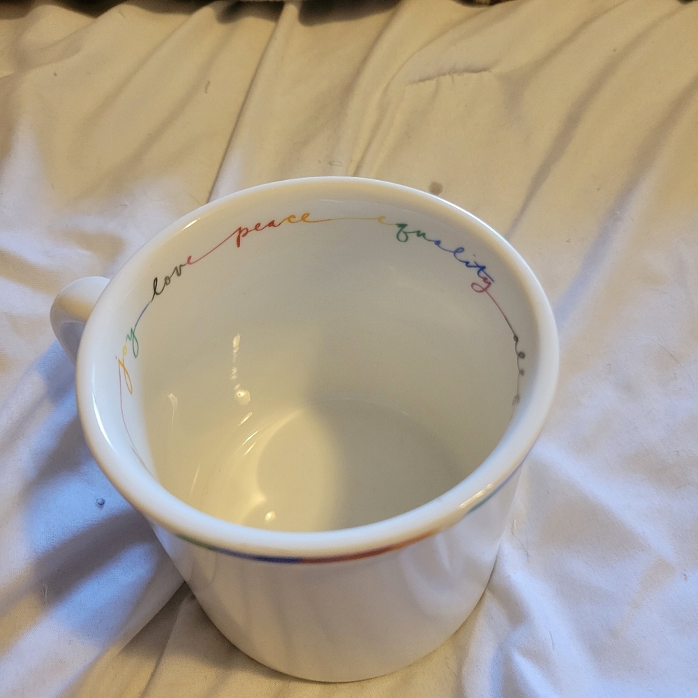 Equality White Mug with Rainbow Design